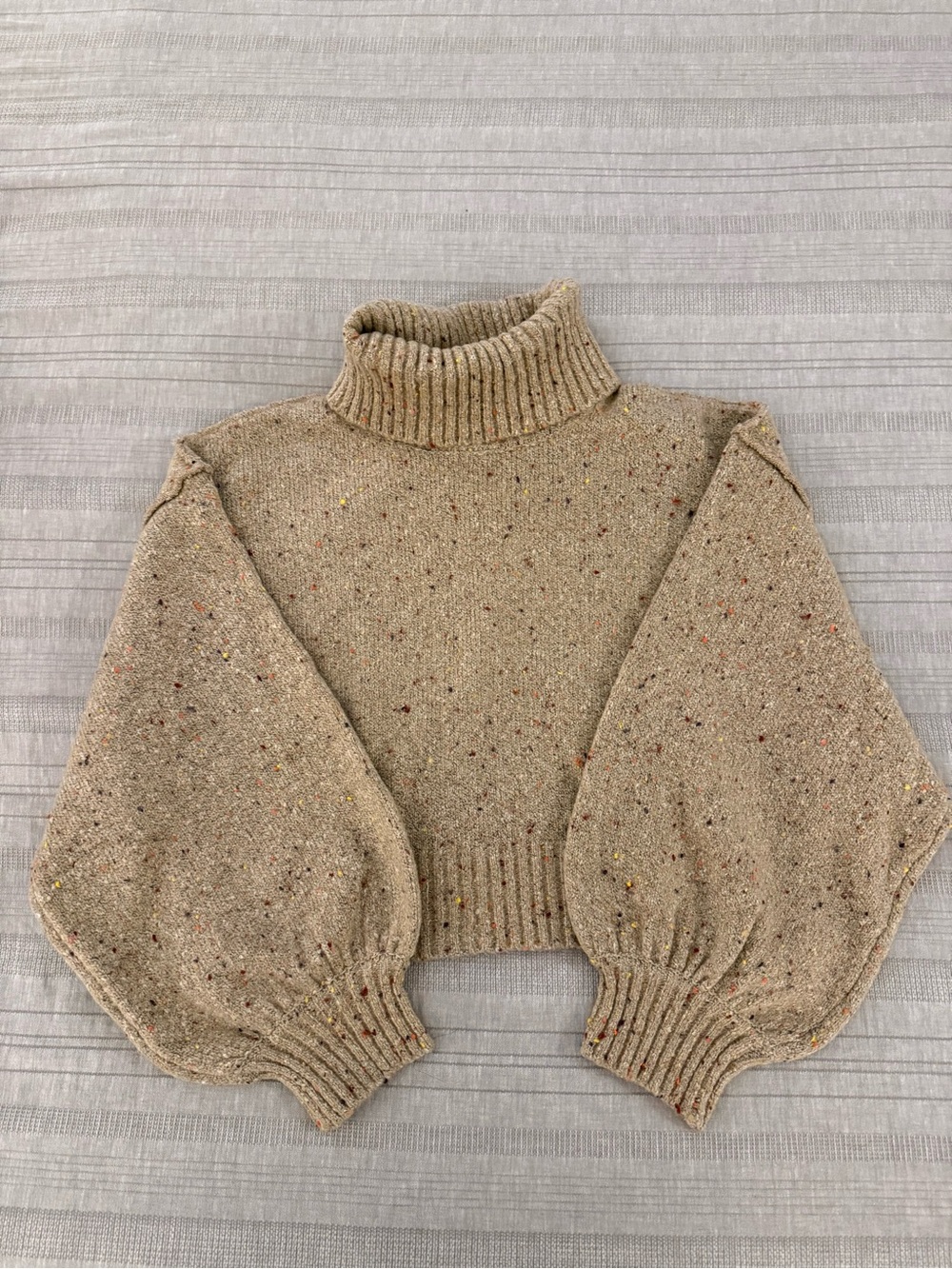 Le Lis Tan Speckled Cowl Neck Sweater Warm